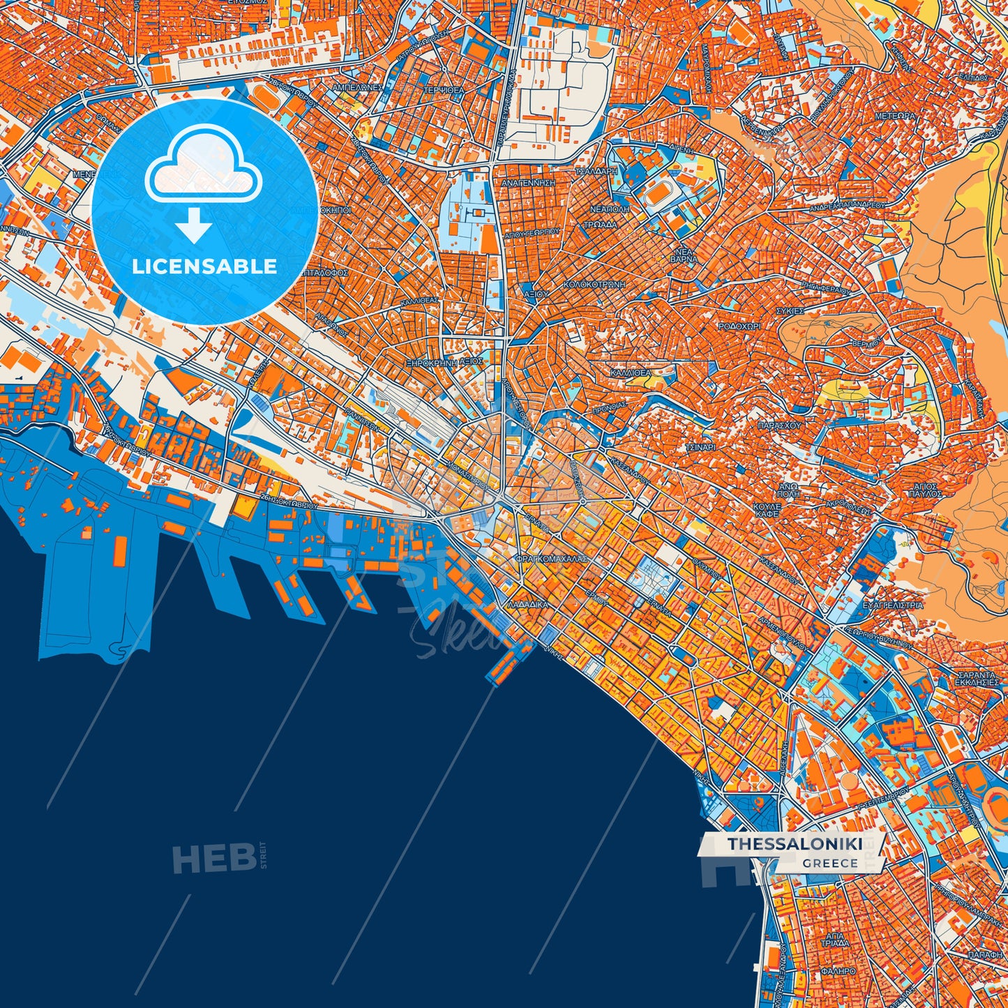 Canvas Print Template of  Thessaloniki Street Map