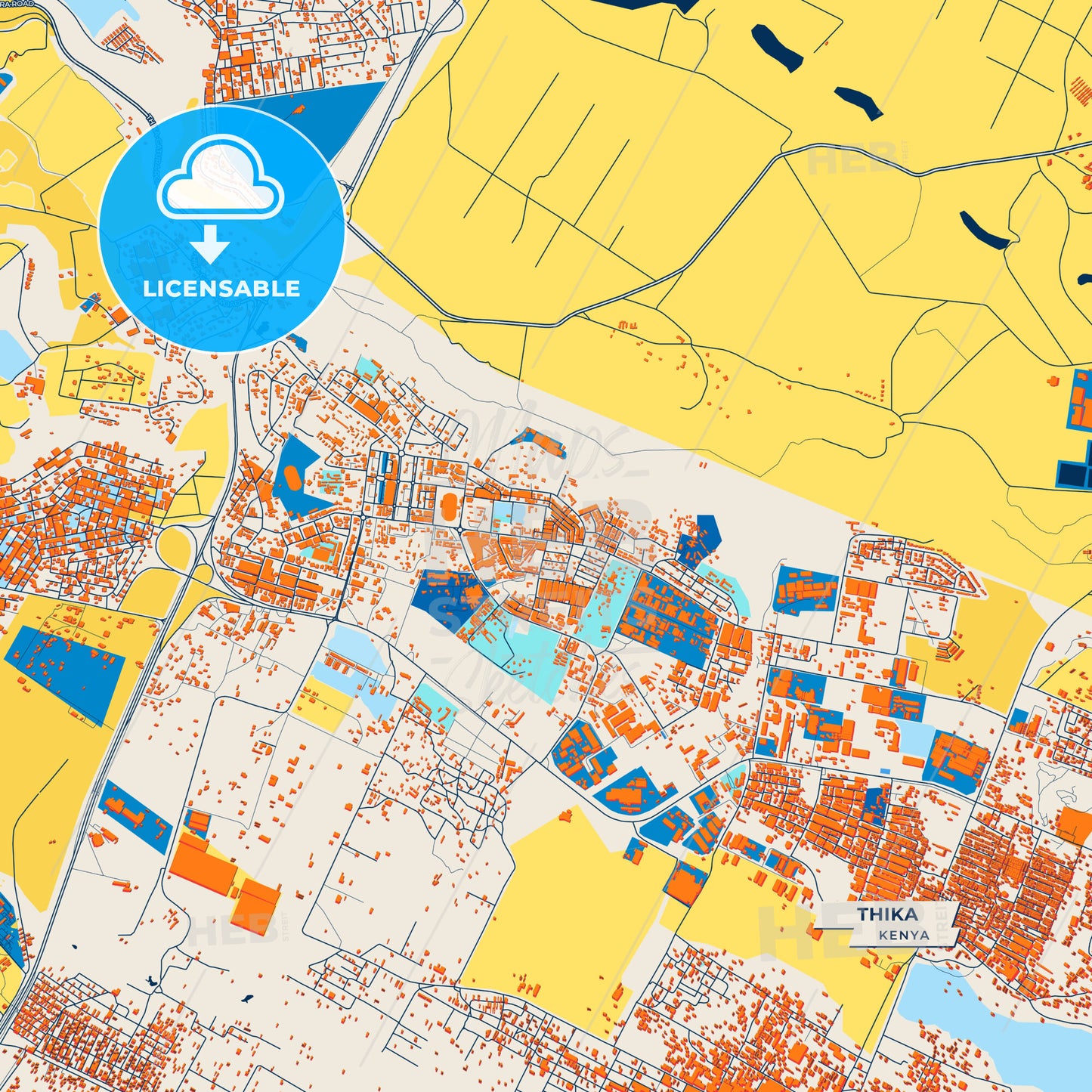 Canvas Print Template of Thika Street Map