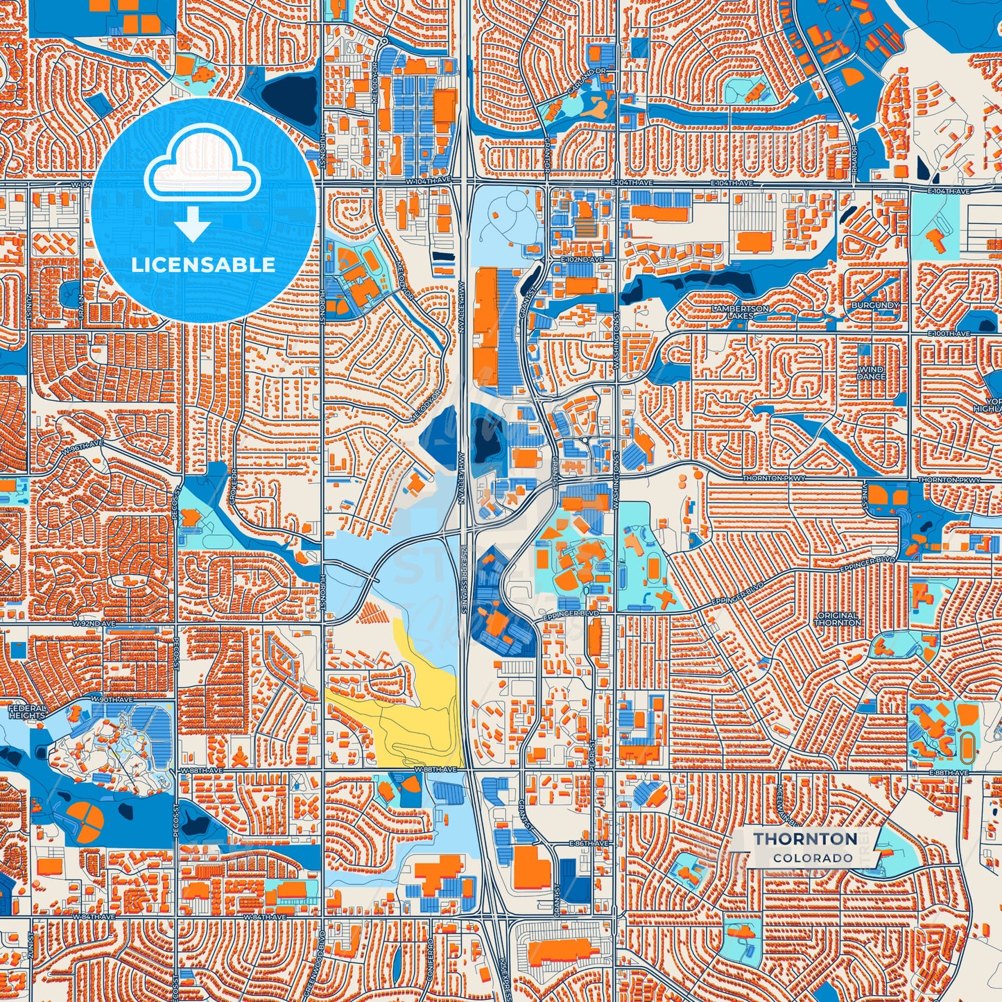 Canvas Print Template of Thornton Street Map
