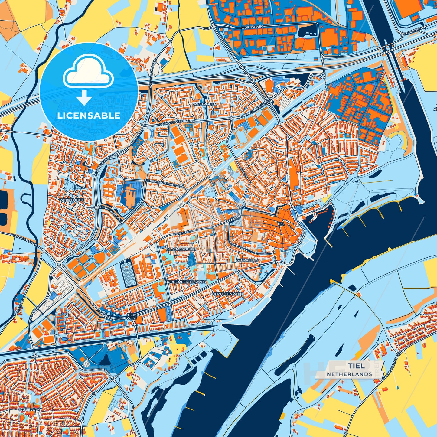 Canvas Print Template of Tiel Street Map