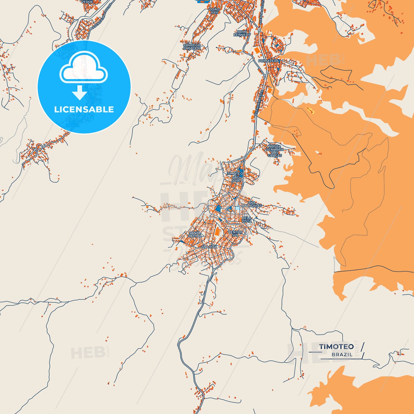 Canvas Print Template of Timoteo Street Map
