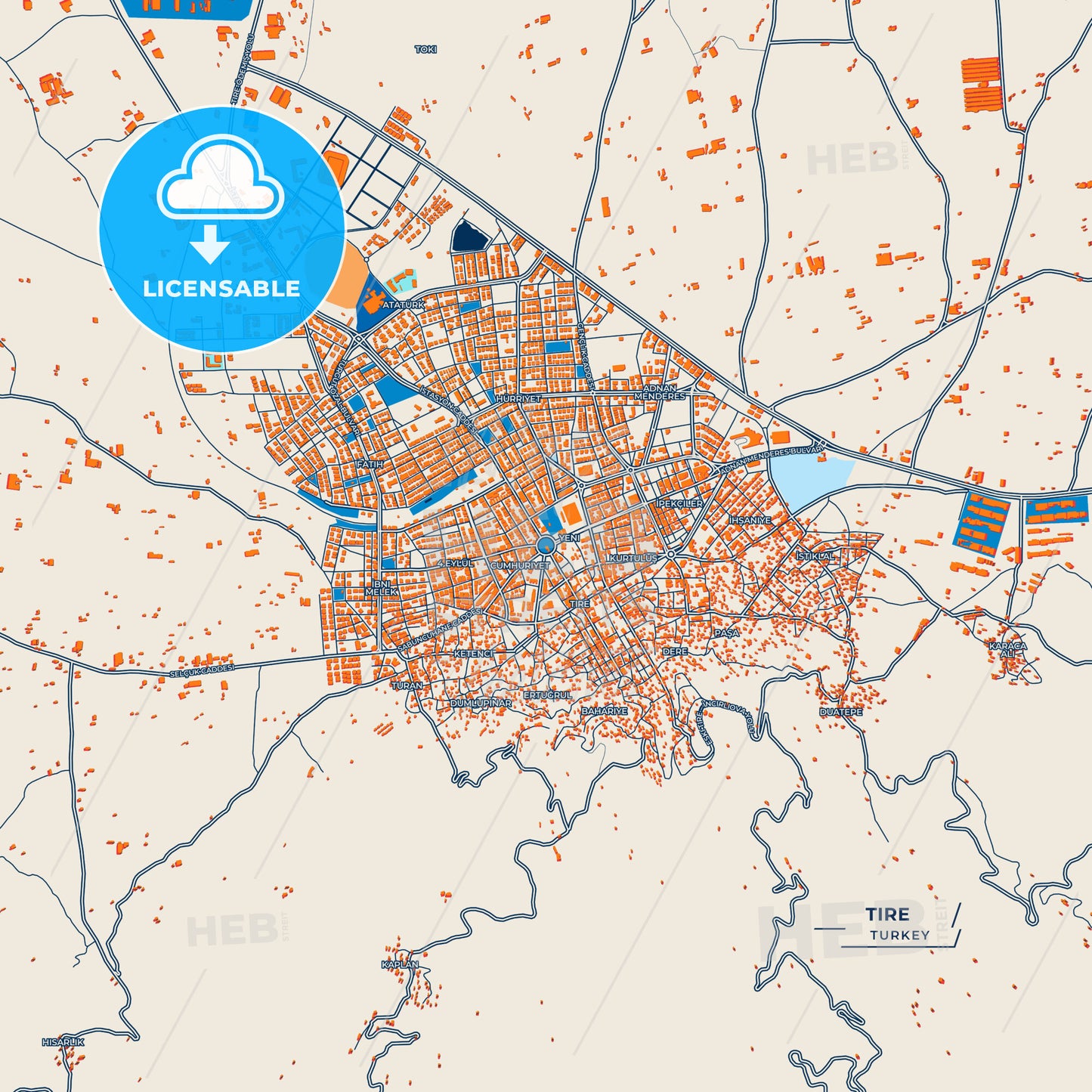 Canvas Print Template of Tire Street Map