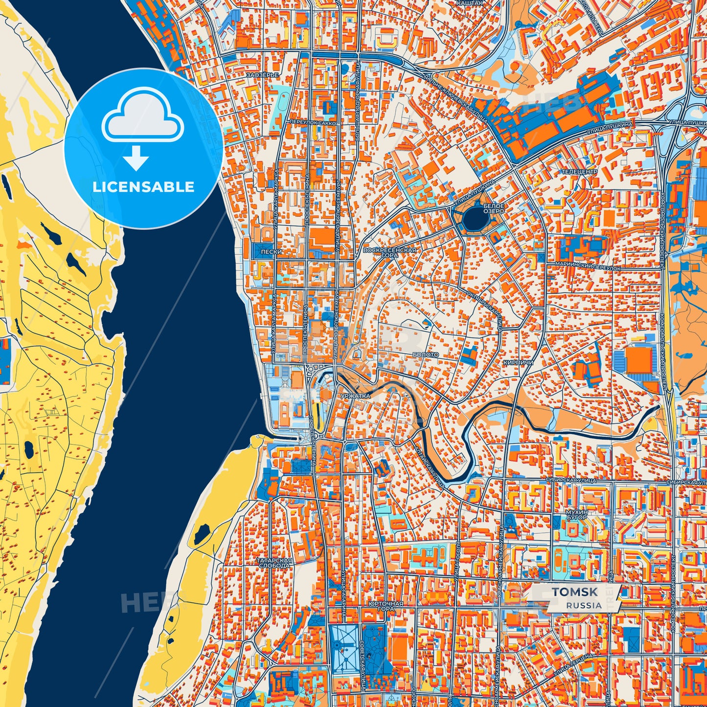 Canvas Print Template of Tomsk Street Map