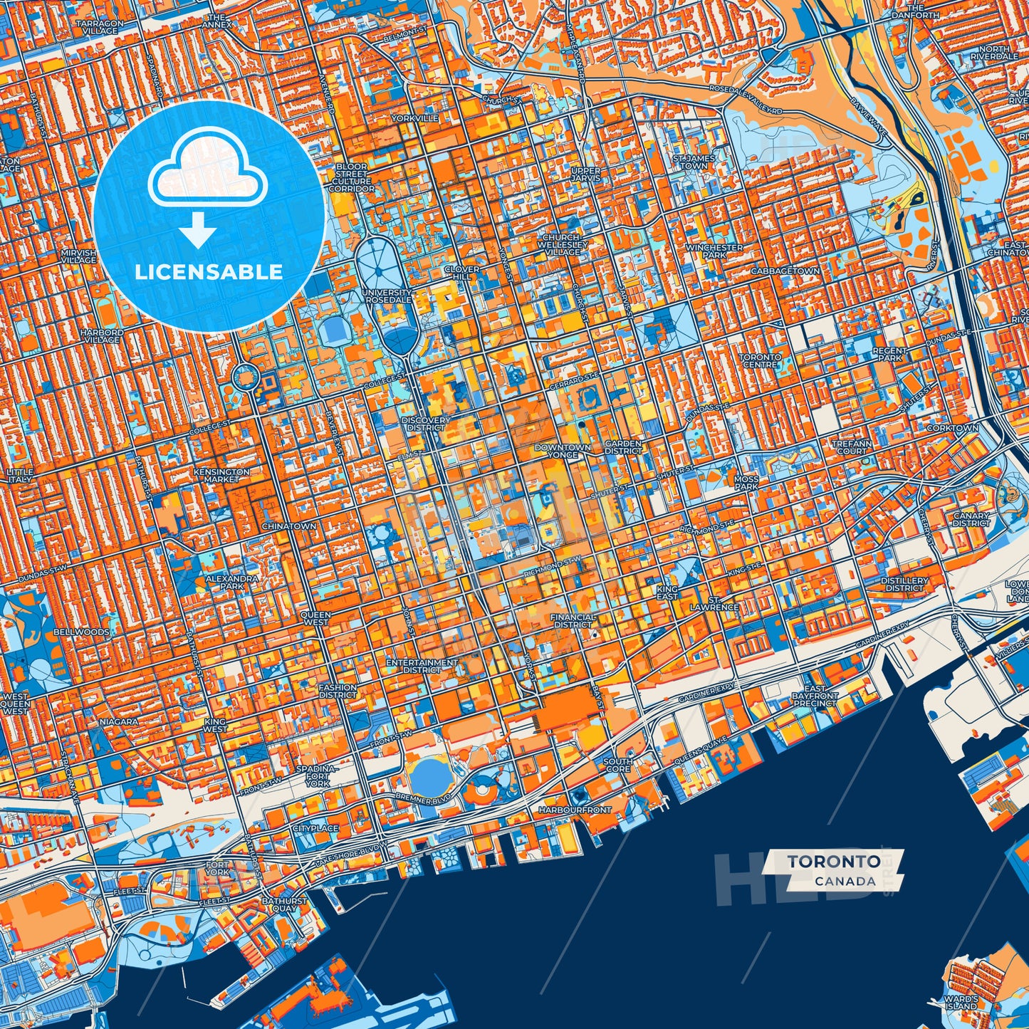 Canvas Print Template of Toronto Street Map