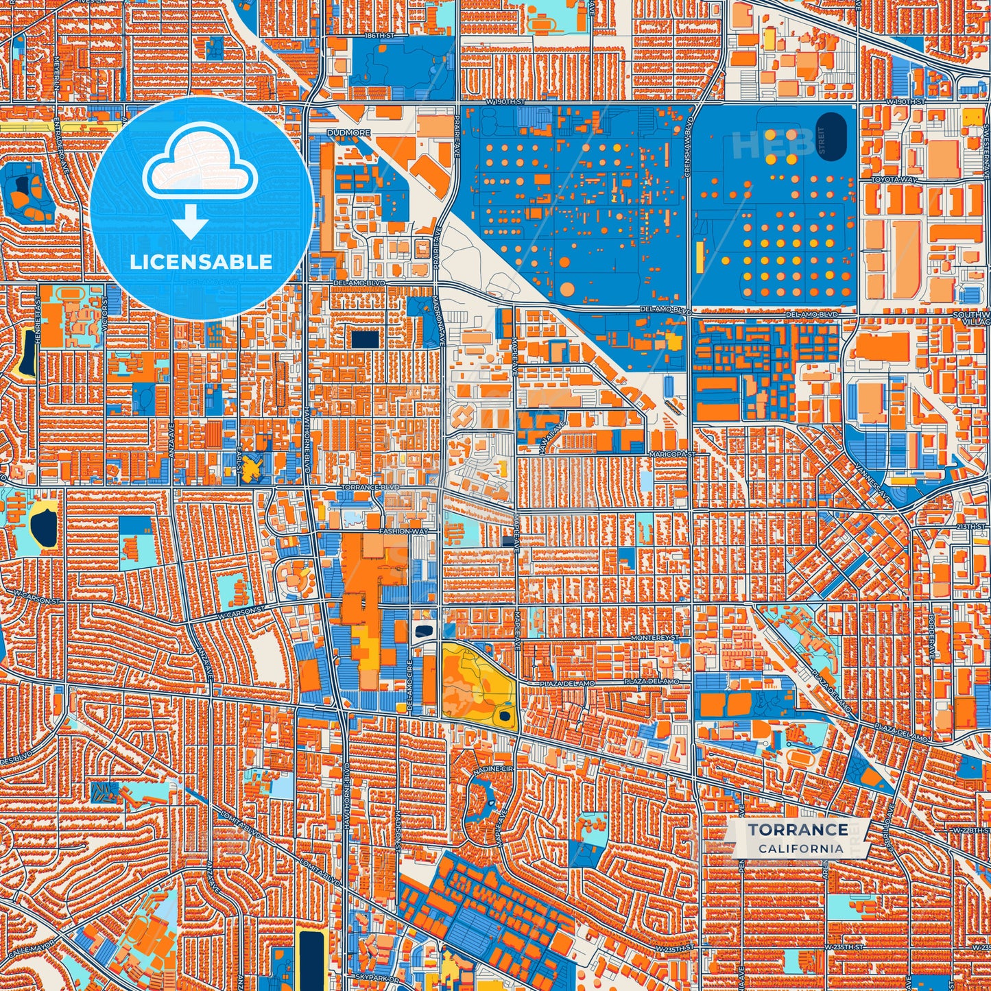 Canvas Print Template of Torrance Street Map