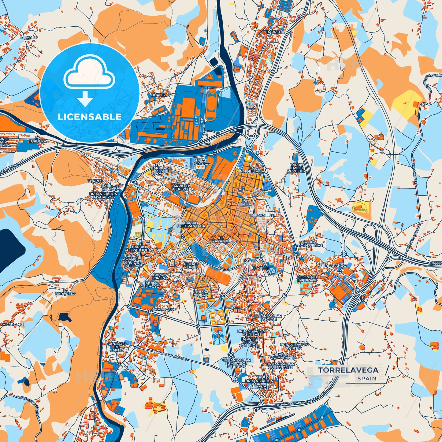 Canvas Print Template of Torrelavega Street Map