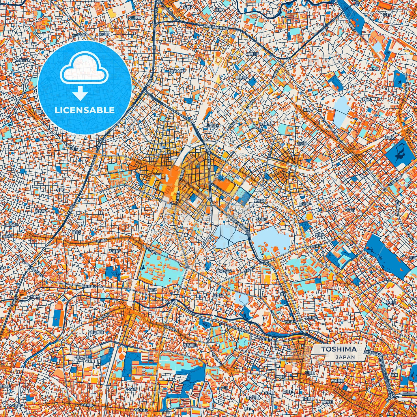 Canvas Print Template of Toshima Street Map