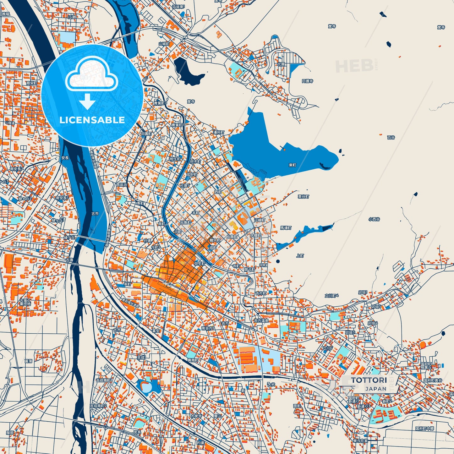 Canvas Print Template of Tottori Street Map
