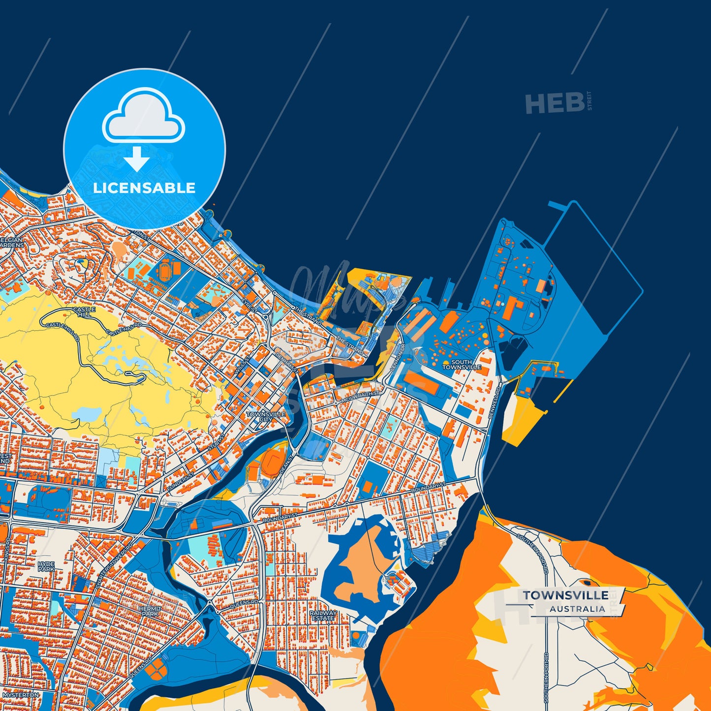 Canvas Print Template of Townsville Street Map