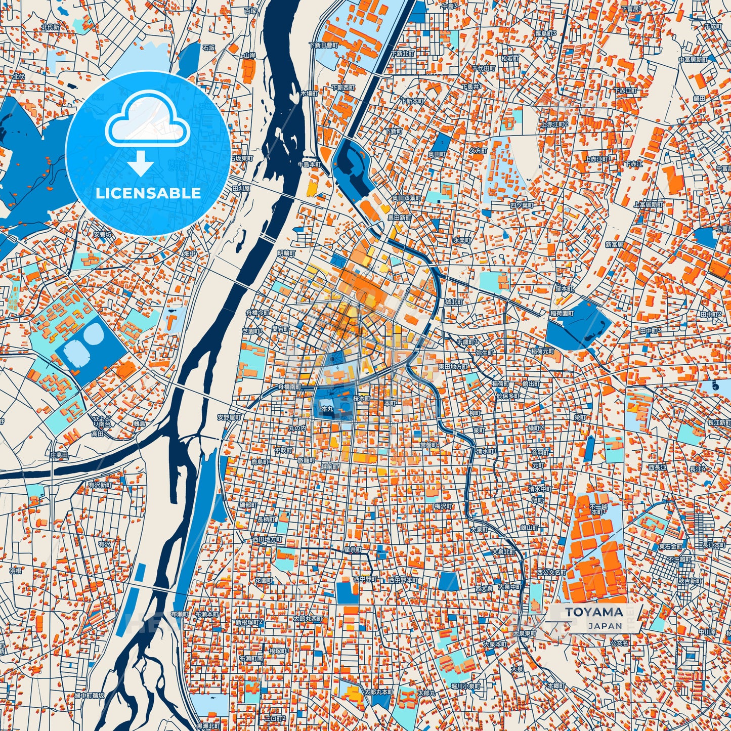 Canvas Print Template of Toyama Street Map