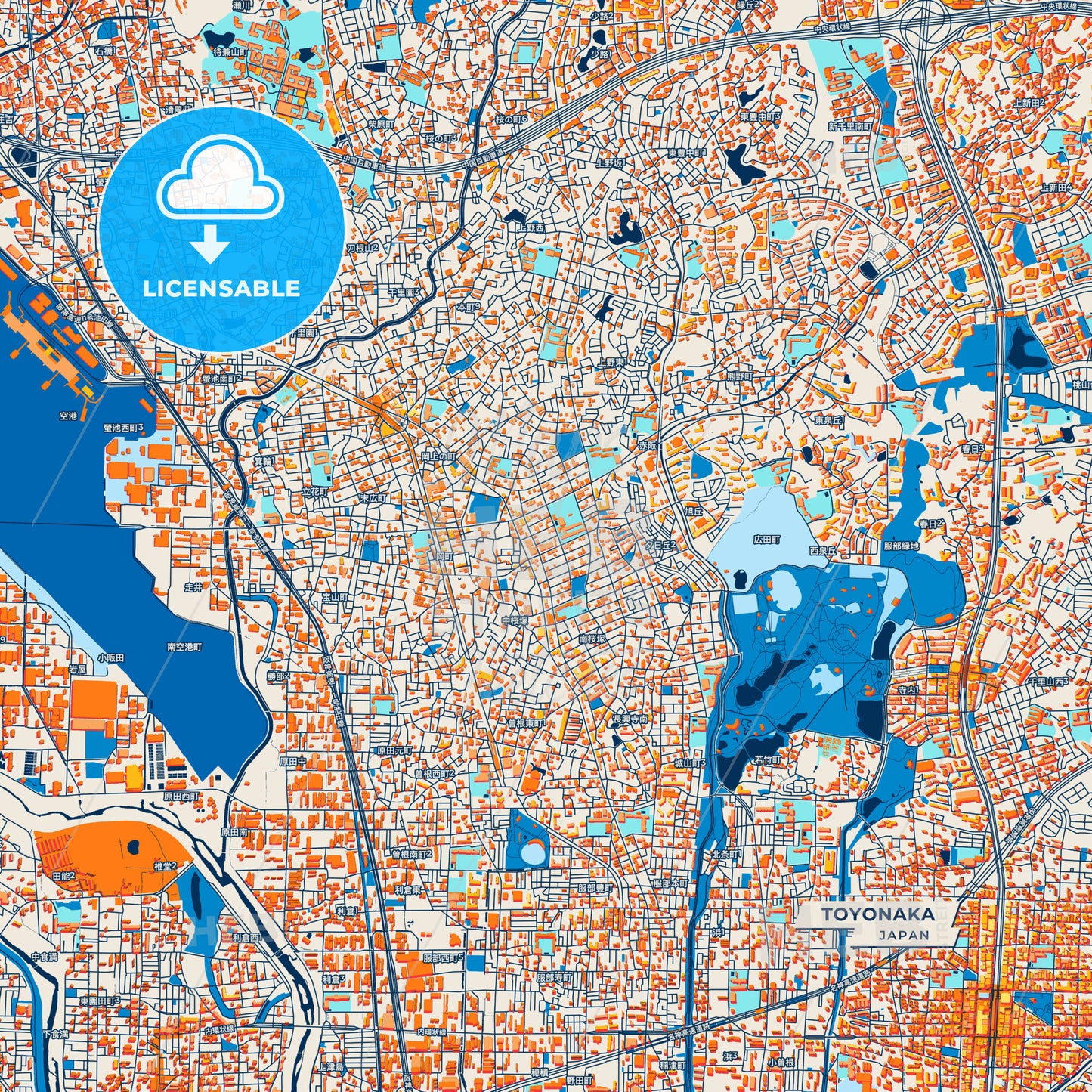 Canvas Print Template of Toyonaka Street Map