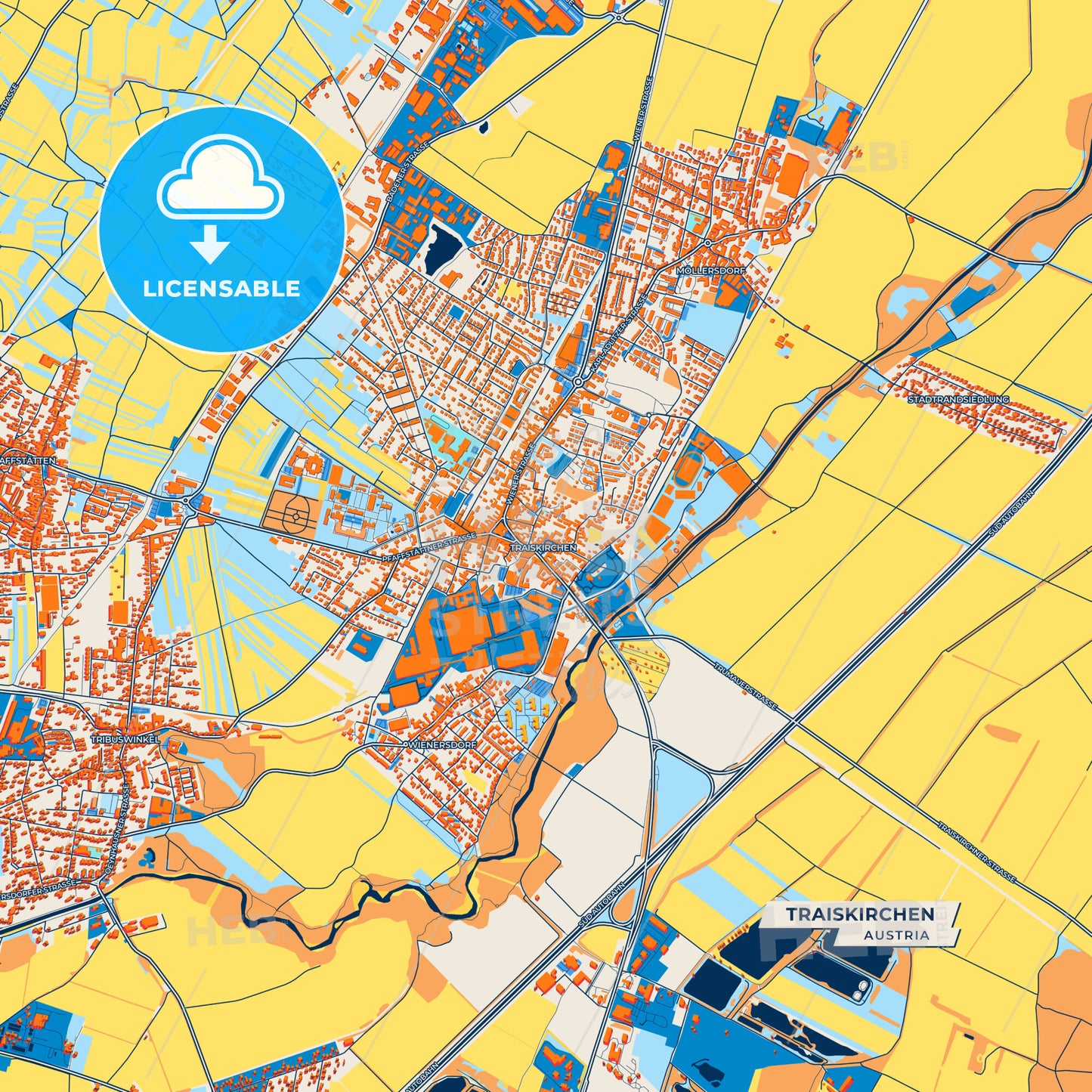 Canvas Print Template of Traiskirchen Street Map