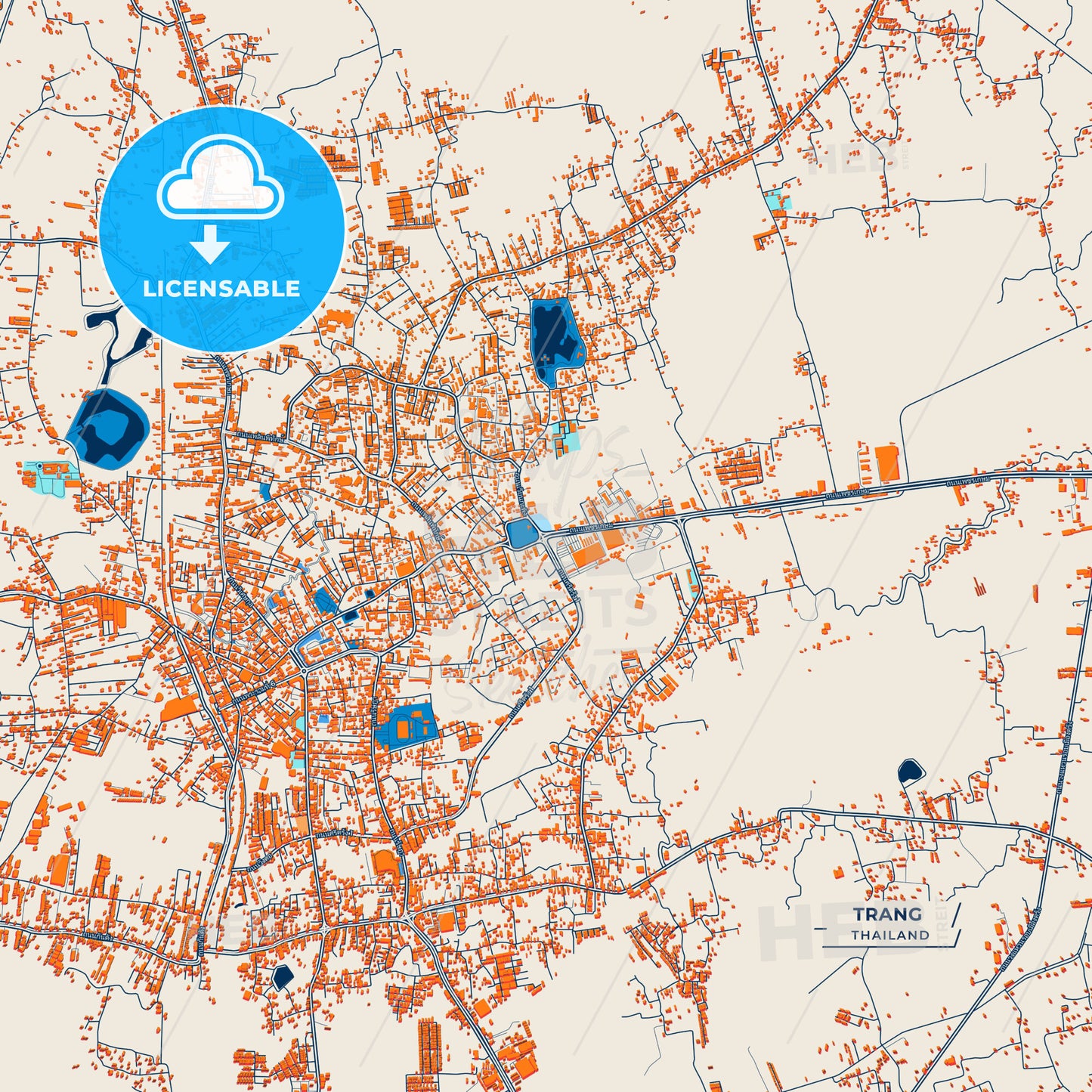 Canvas Print Template of Trang Street Map