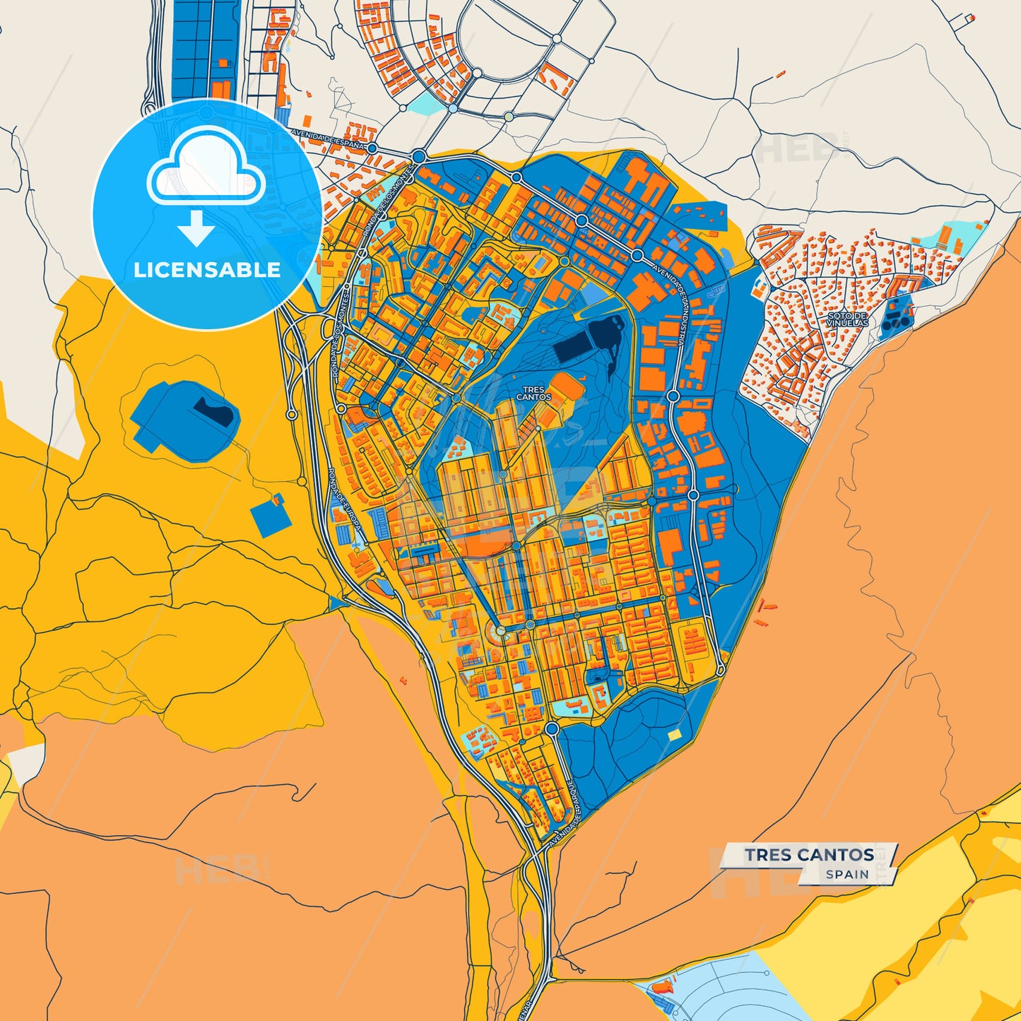 Canvas Print Template of Tres Cantos Street Map