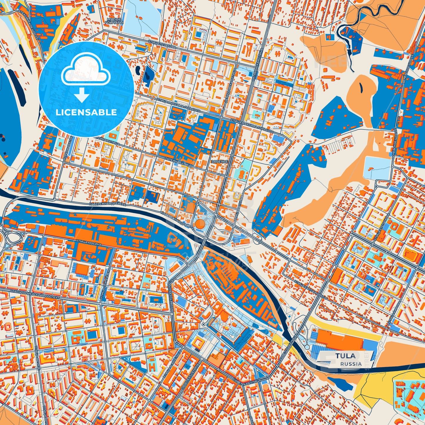 Canvas Print Template of Tula Street Map