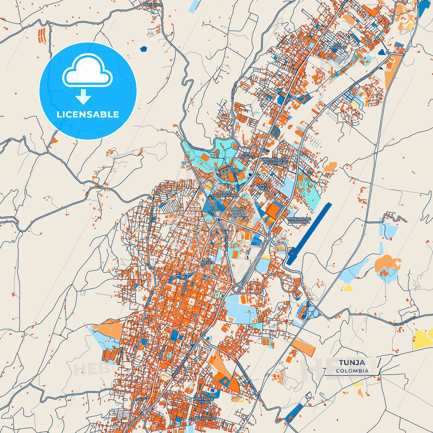 Canvas Print Template of Tunja Street Map