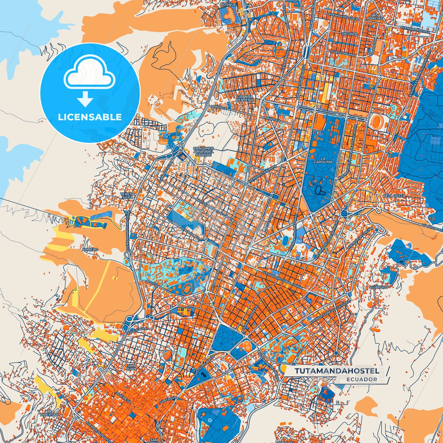 Canvas Print Template of Tutamandahostel Street Map