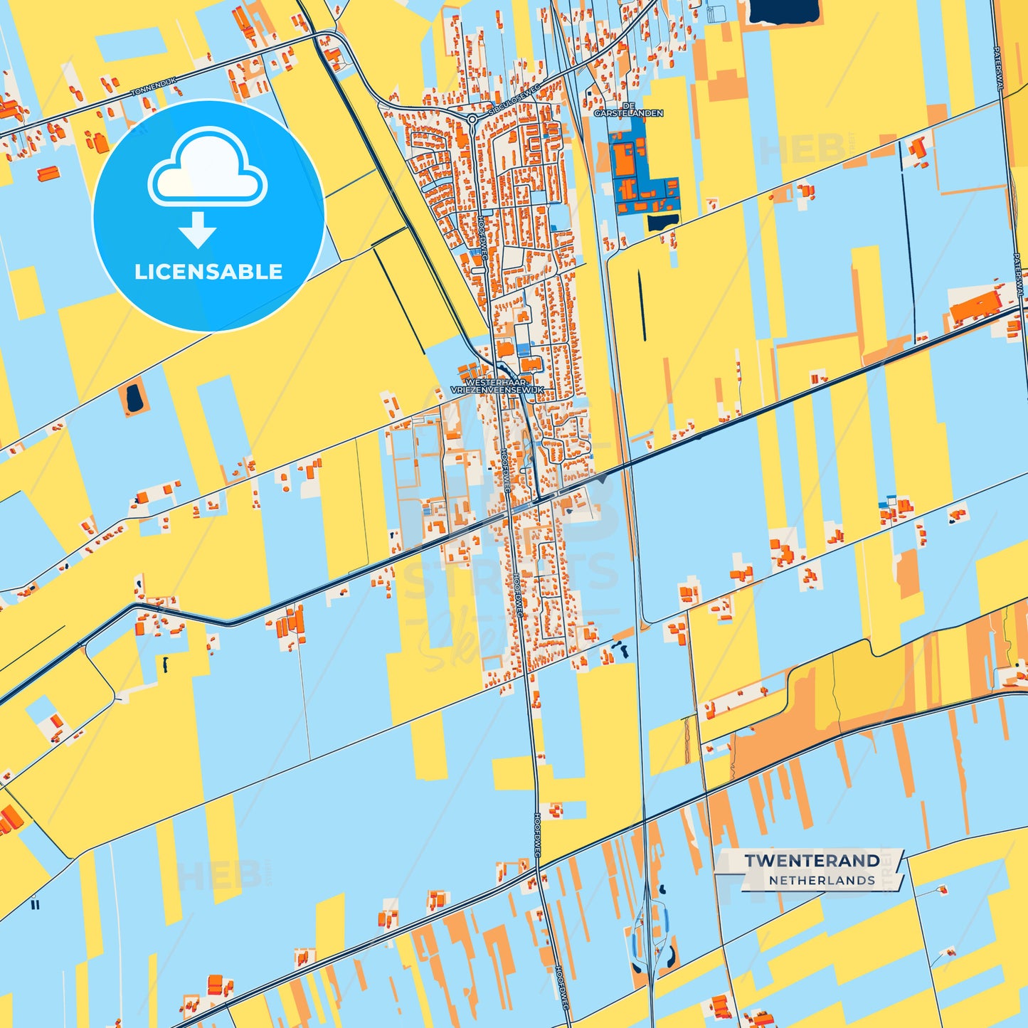 Canvas Print Template of Twenterand Street Map