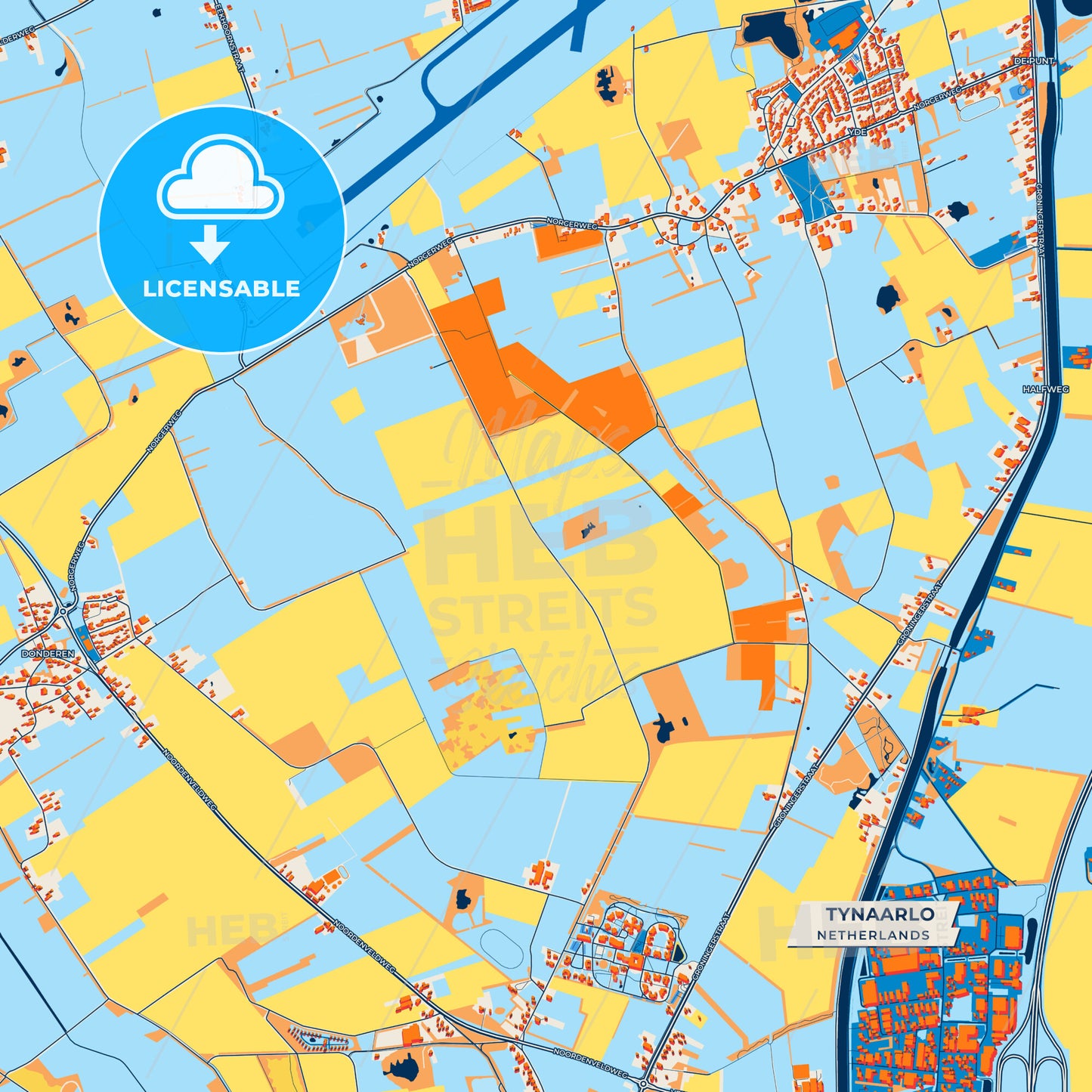 Canvas Print Template of Tynaarlo Street Map