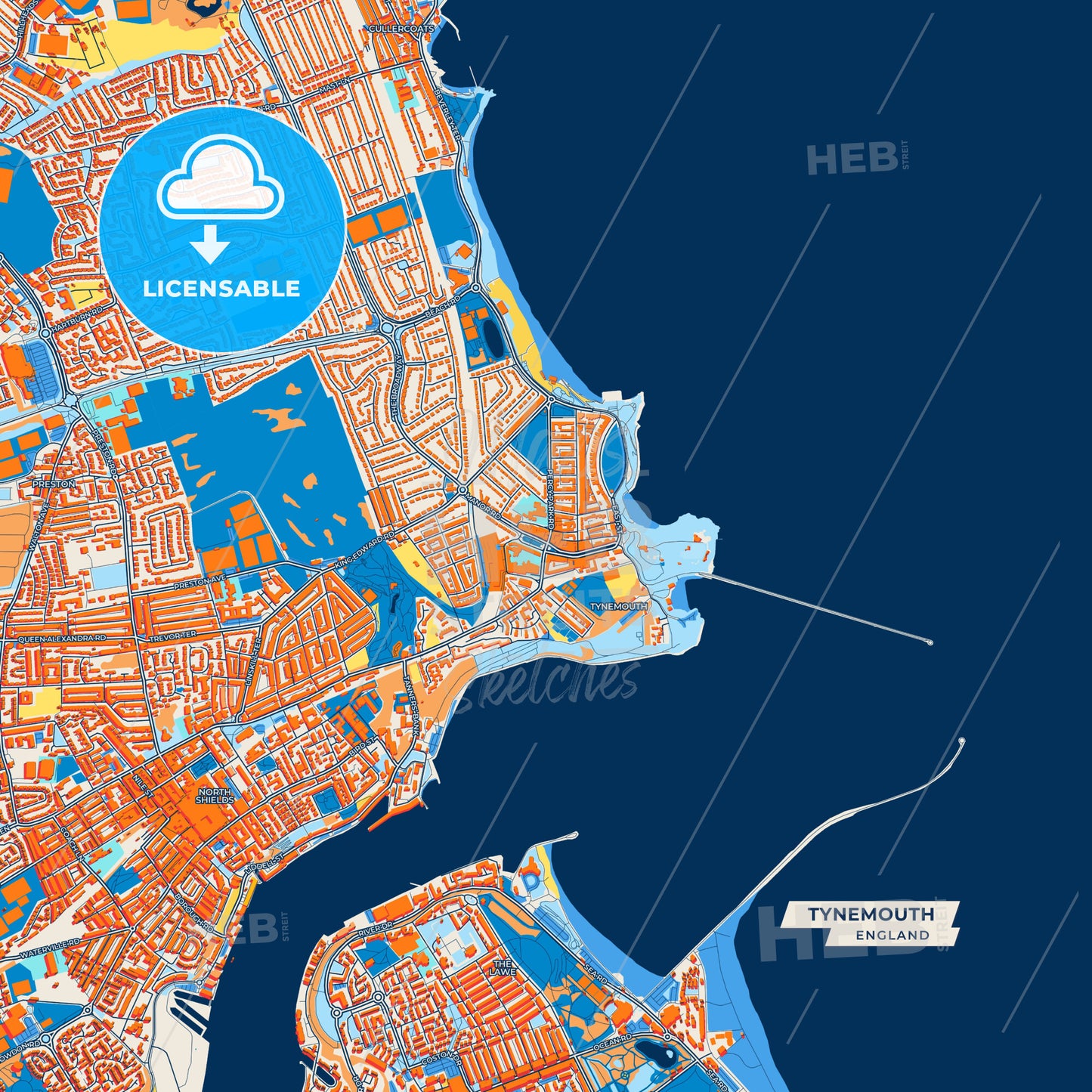 Canvas Print Template of Tynemouth Street Map