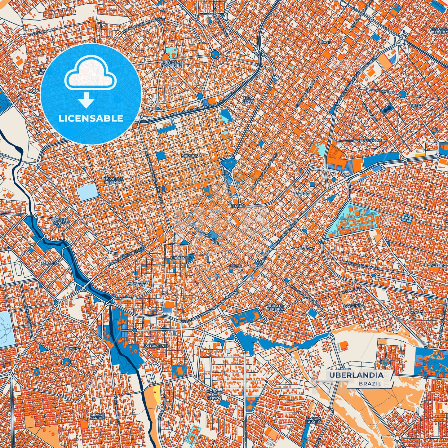 Canvas Print Template of Uberlandia Street Map