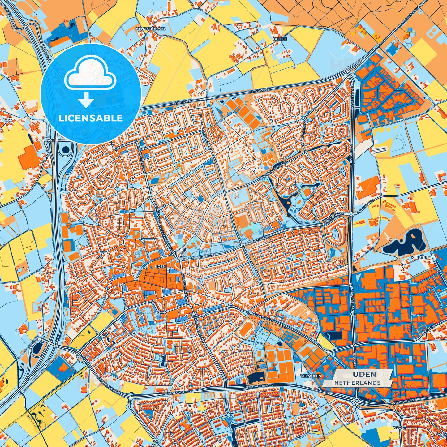 Canvas Print Template of Uden Street Map