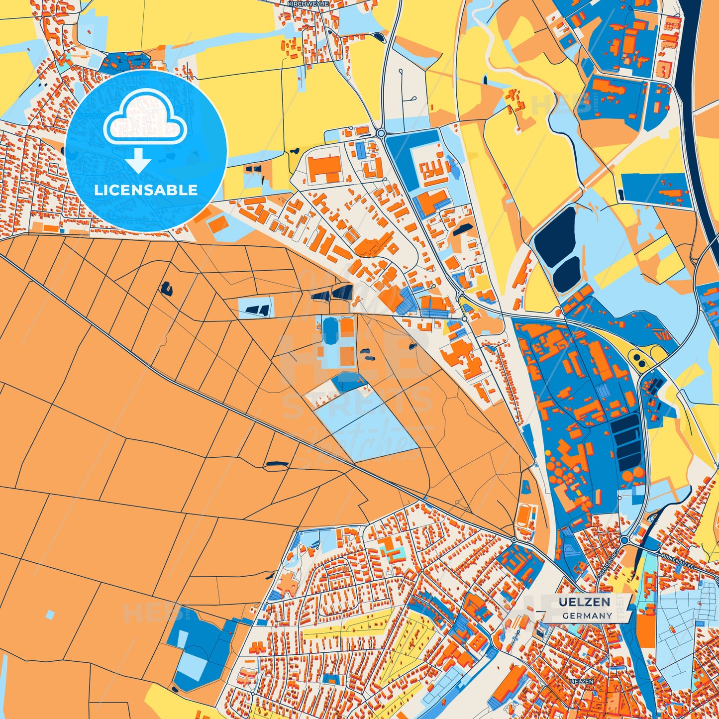 Canvas Print Template of Uelzen Street Map