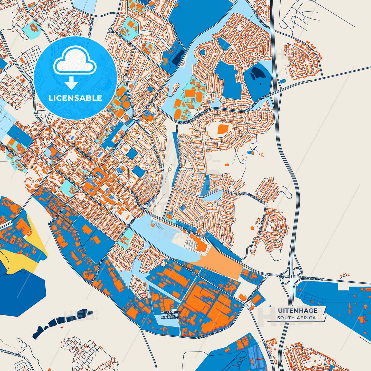 Canvas Print Template of Uitenhage Street Map