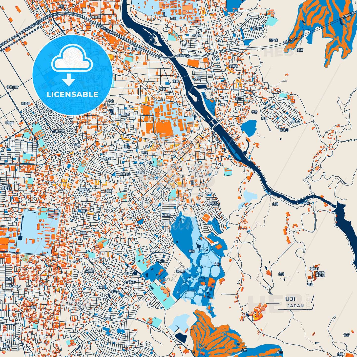 Canvas Print Template of Uji Street Map