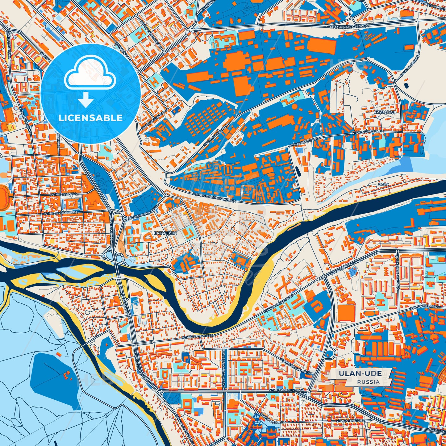 Canvas Print Template of Ulan-Ude Street Map