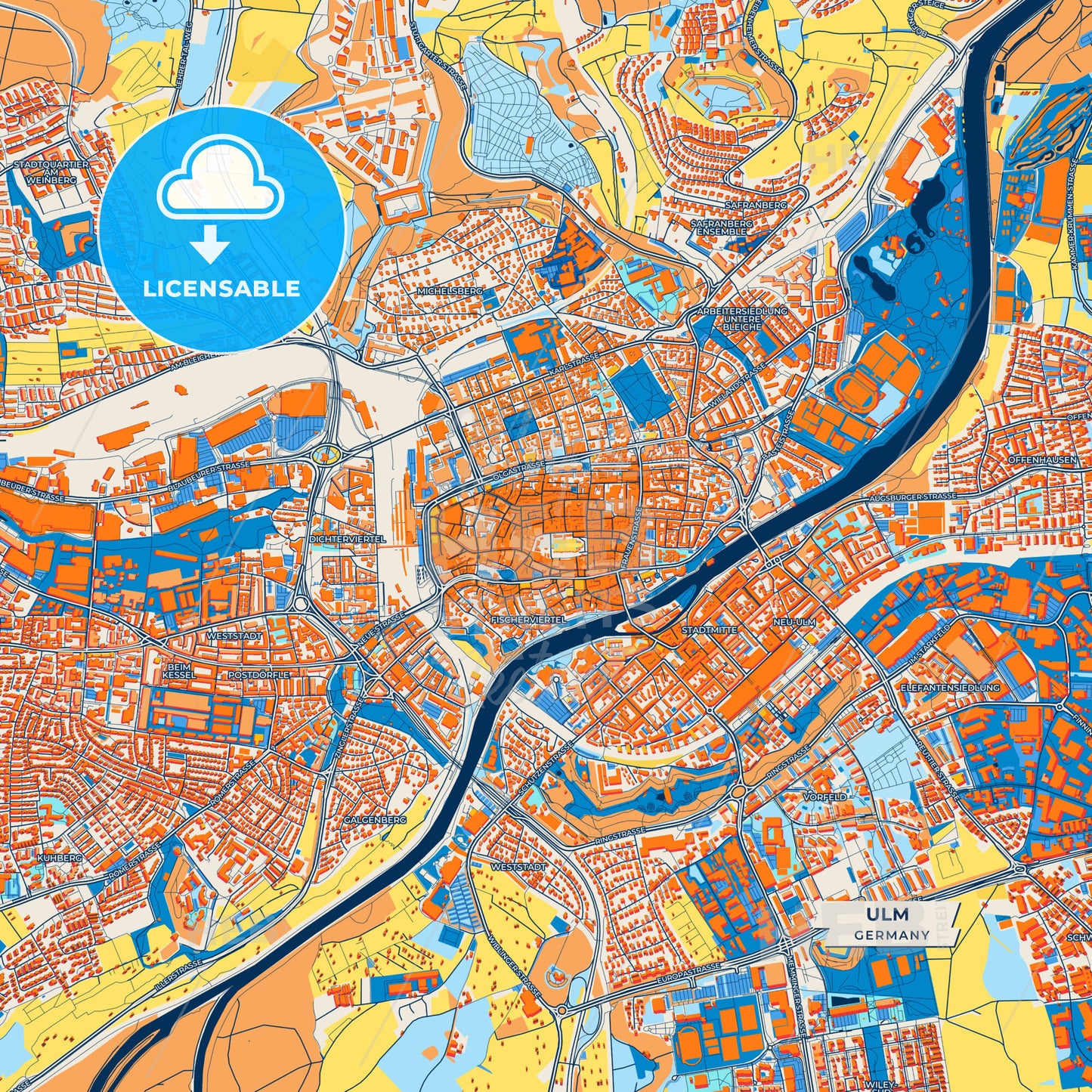 Canvas Print Template of Ulm Street Map