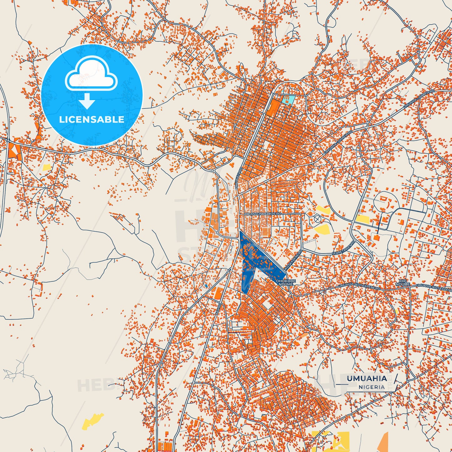 Canvas Print Template of Umuahia Street Map