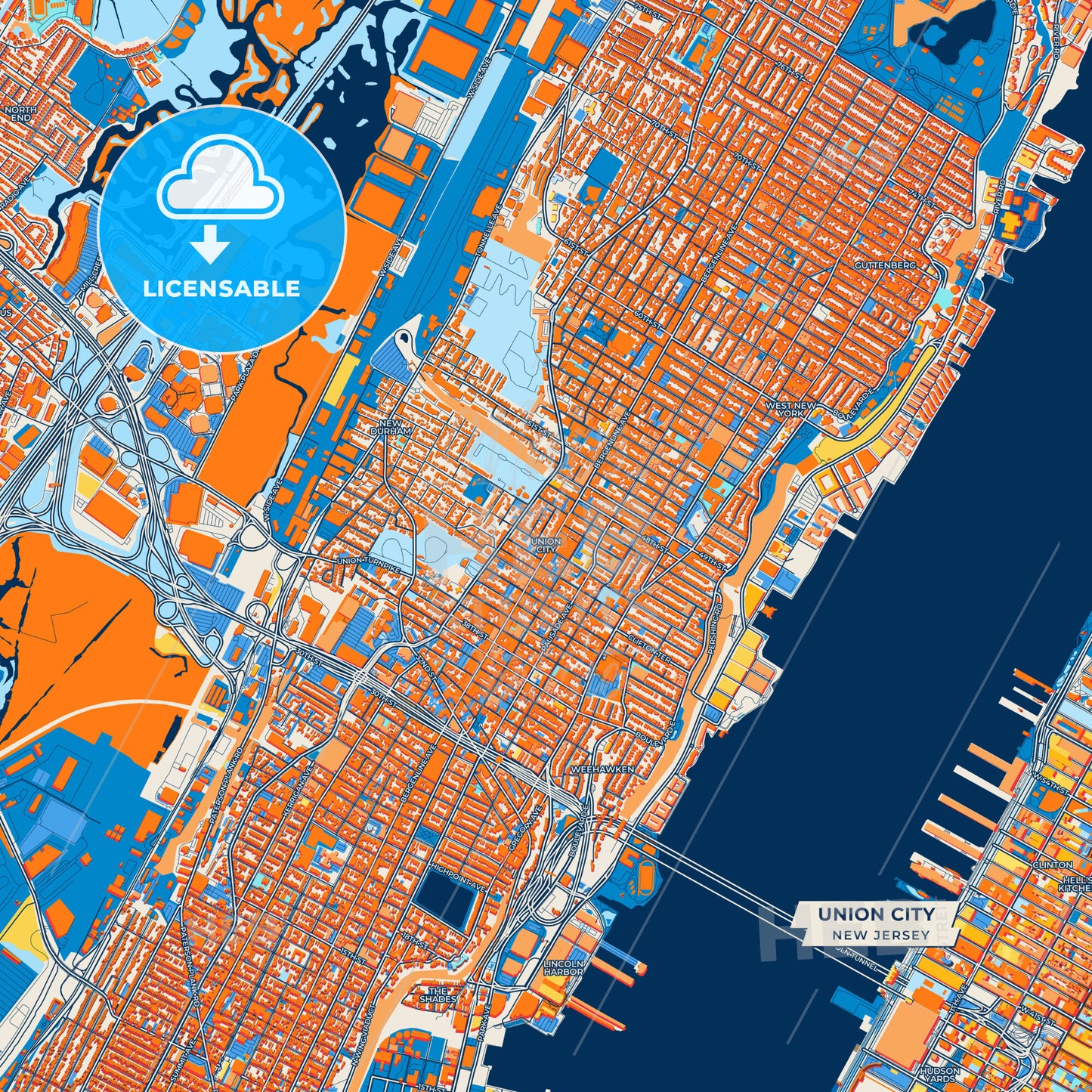 Canvas Print Template of Union City Street Map