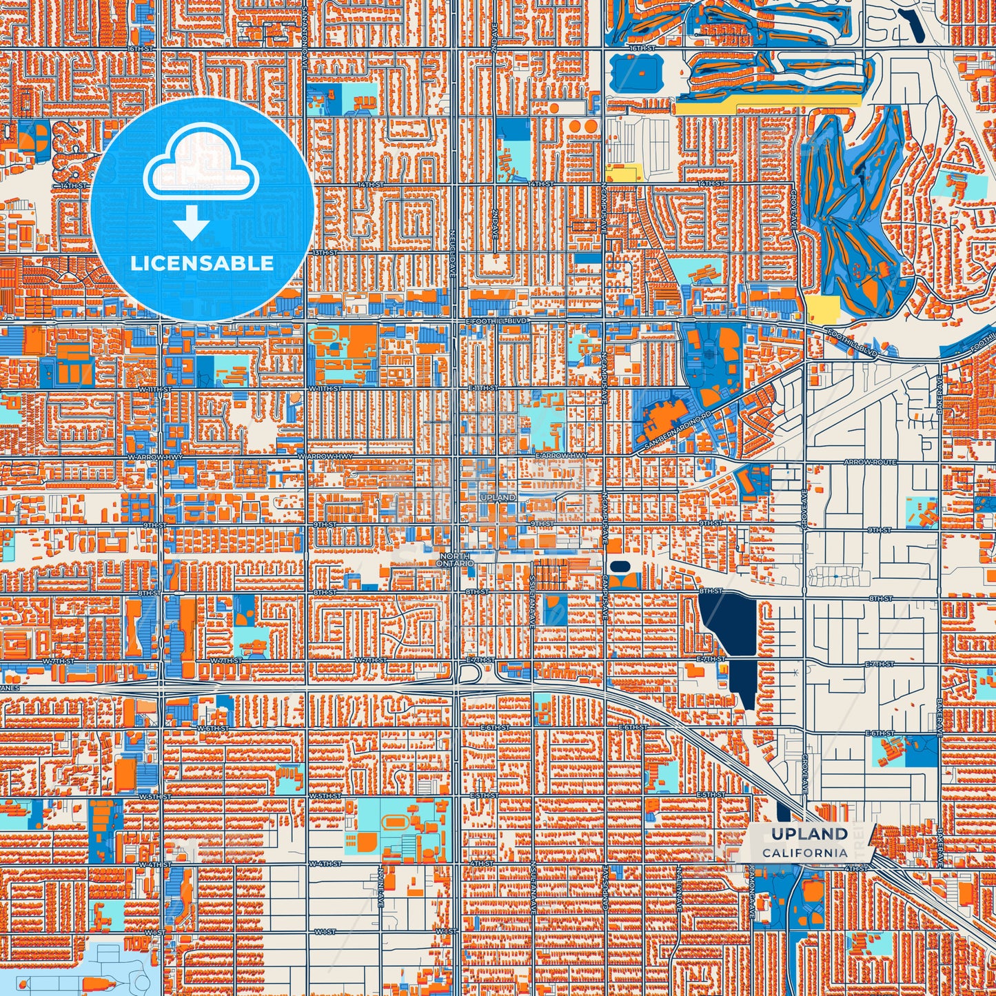 Canvas Print Template of Upland Street Map