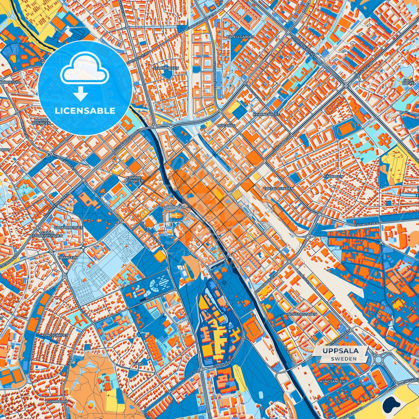 Canvas Print Template of Uppsala Street Map