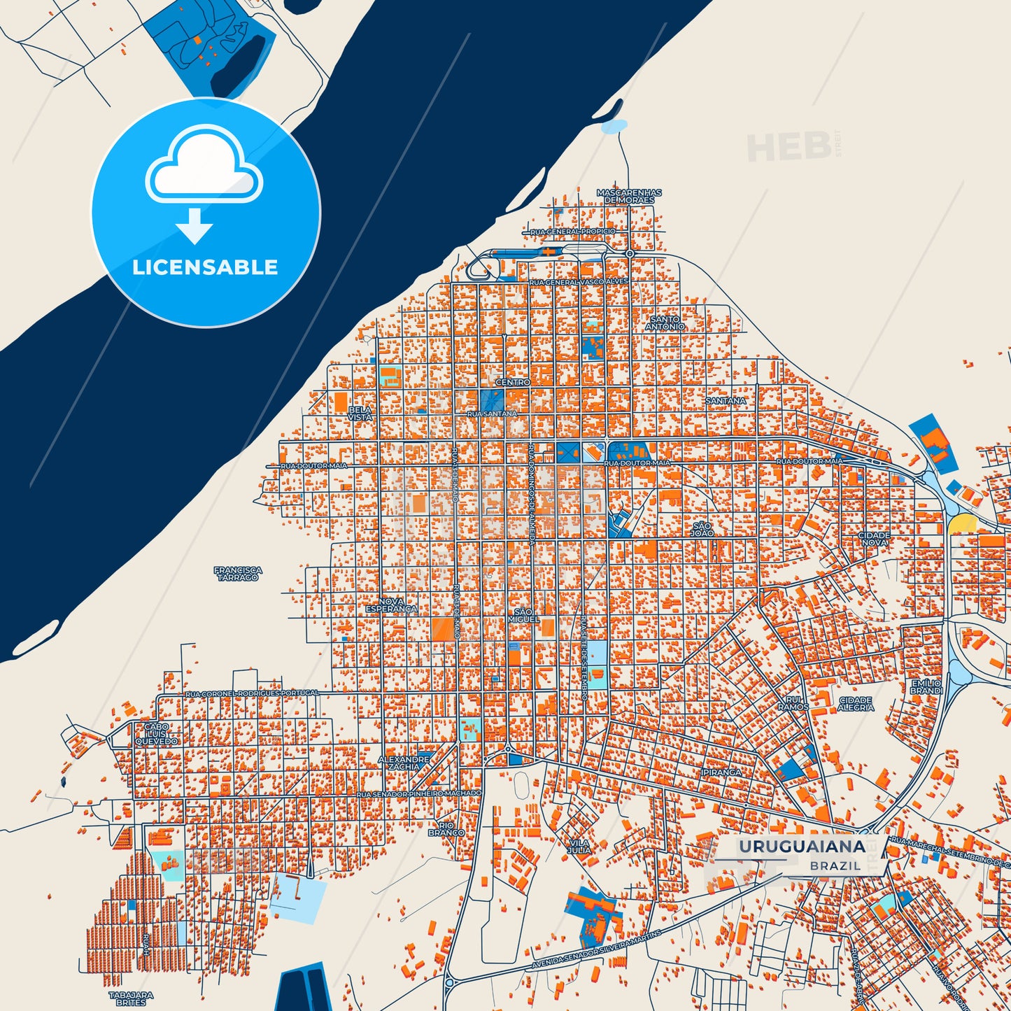 Canvas Print Template of Uruguaiana Street Map