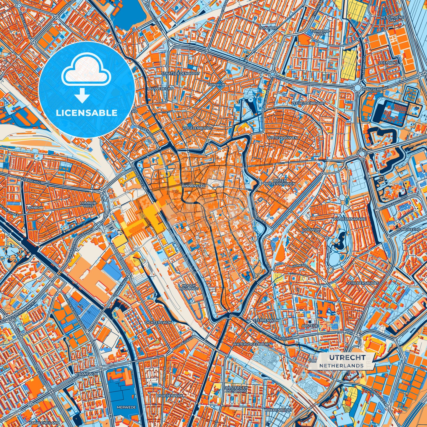 Canvas Print Template of Utrecht Street Map