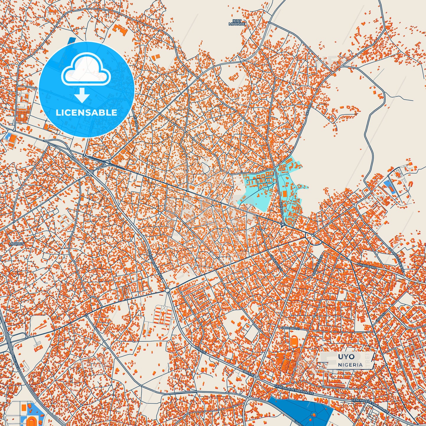 Canvas Print Template of Uyo Street Map
