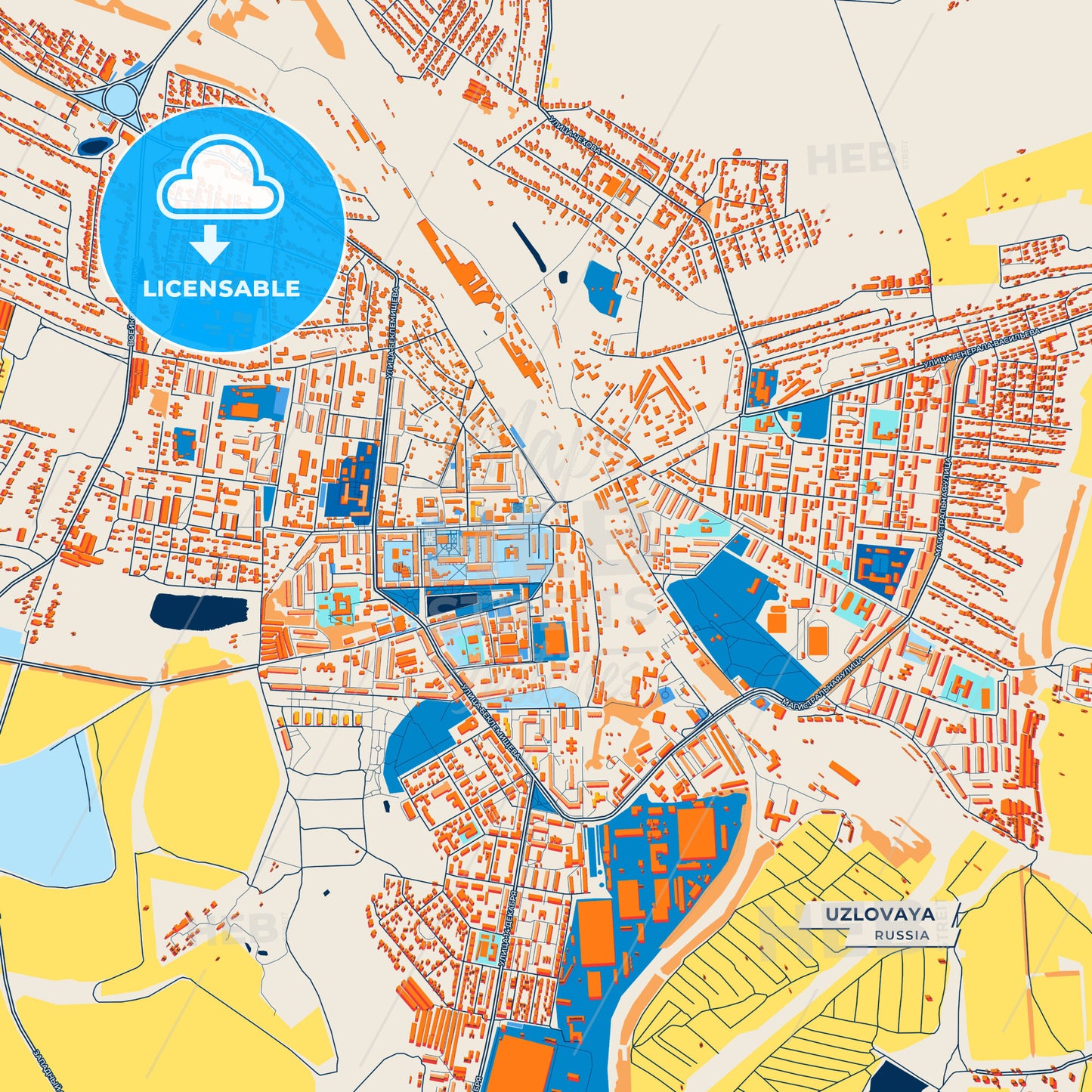 Canvas Print Template of Uzlovaya Street Map