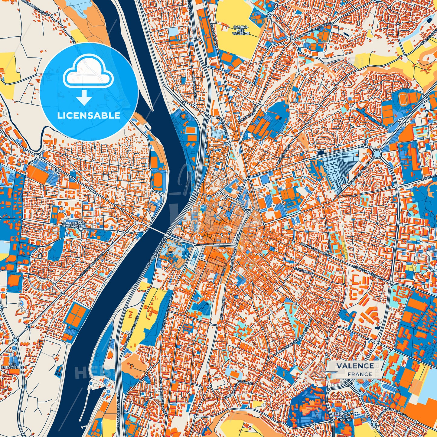 Canvas Print Template of Valence Street Map