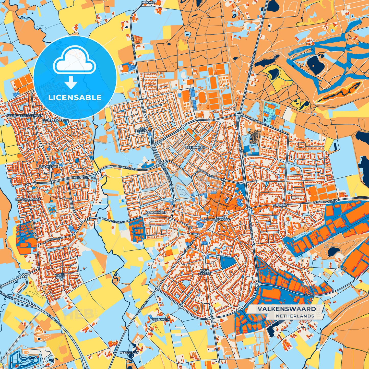 Canvas Print Template of Valkenswaard Street Map