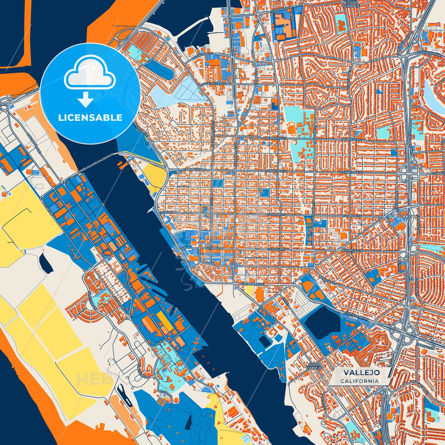 Canvas Print Template of Vallejo Street Map