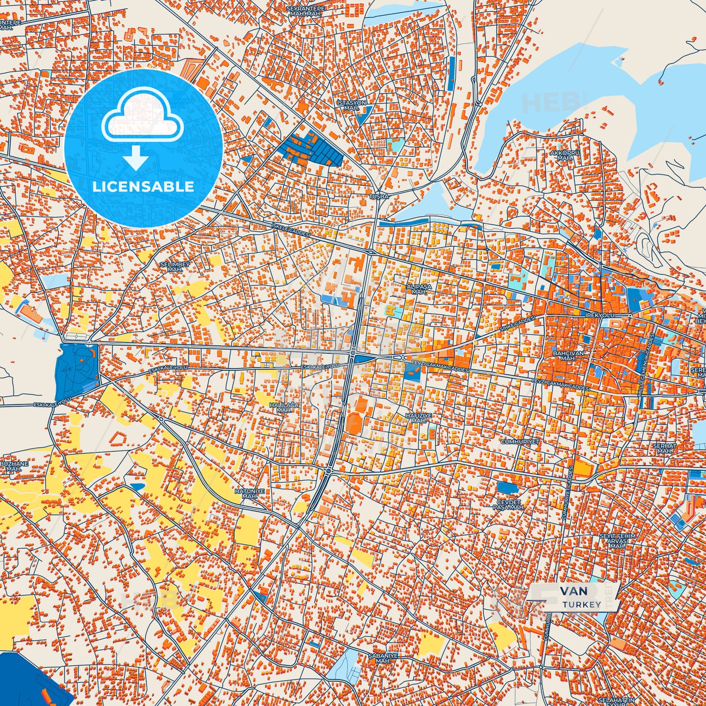 Canvas Print Template of Van Street Map