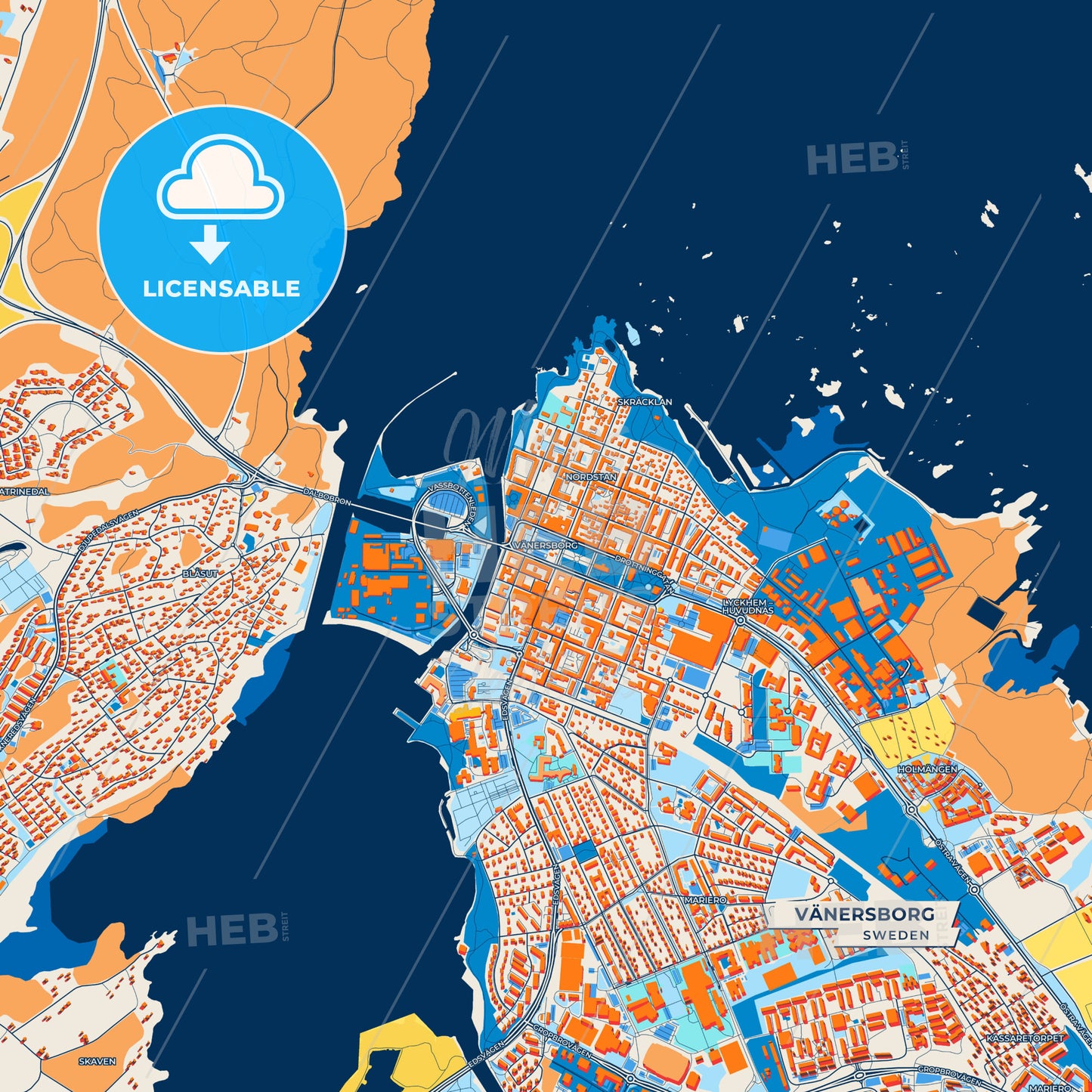 Canvas Print Template of Vänersborg Street Map