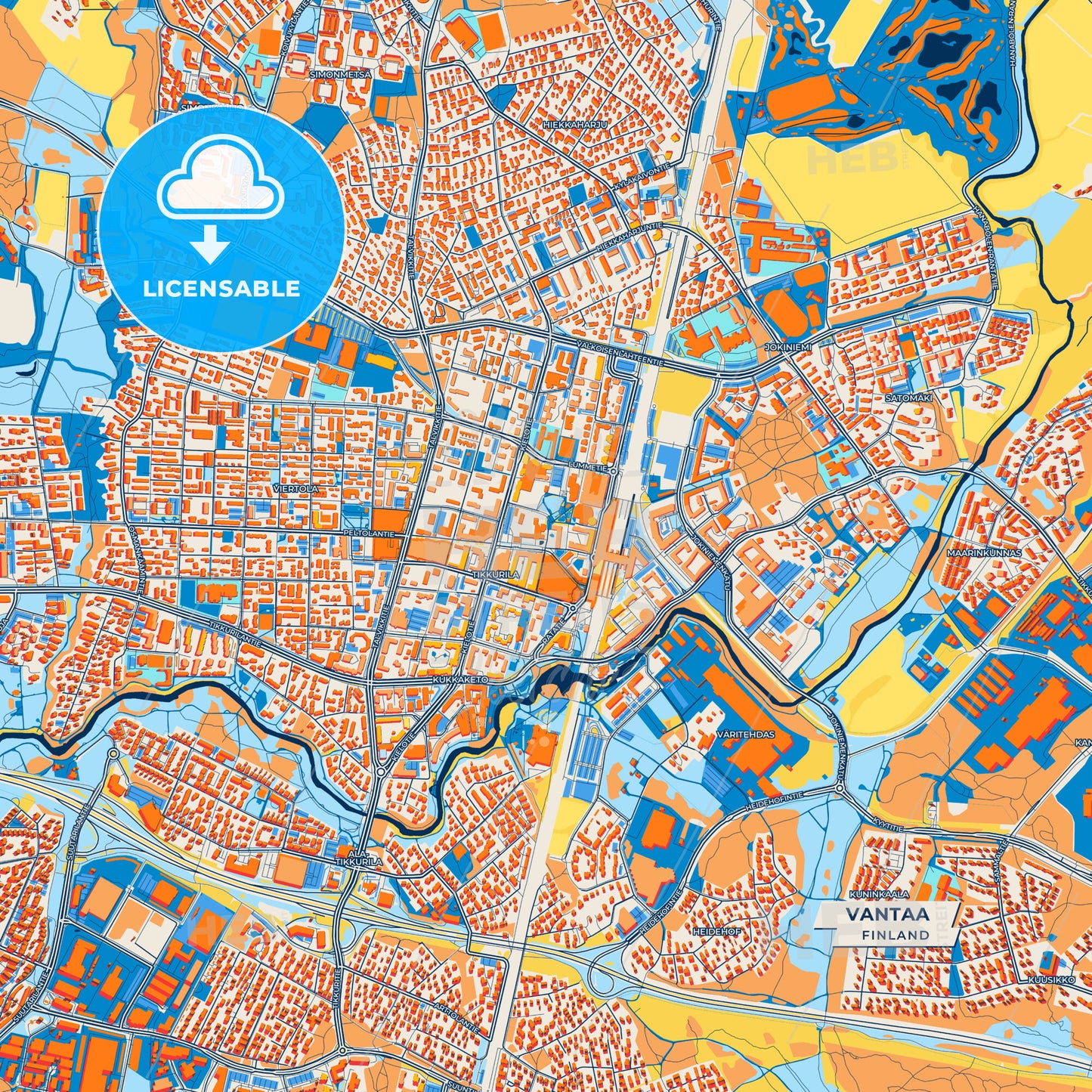Canvas Print Template of Vantaa Street Map