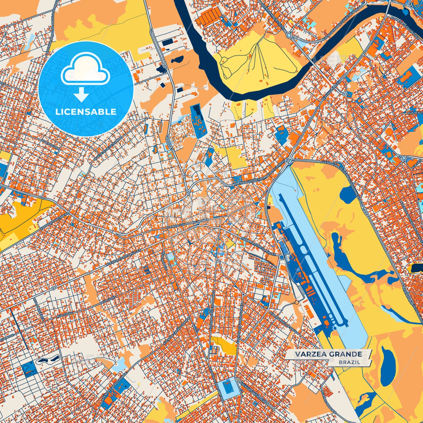 Canvas Print Template of Varzea Grande Street Map