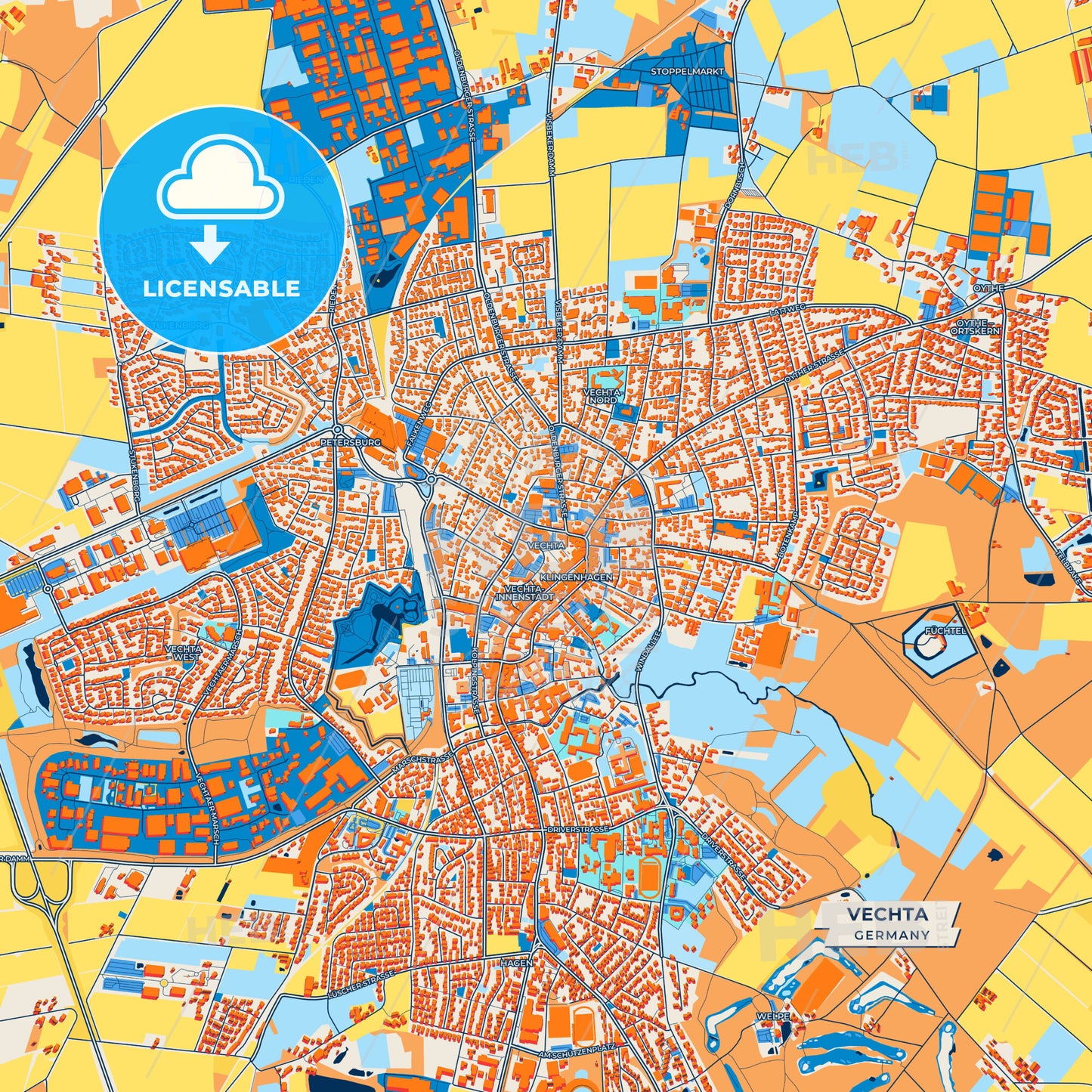 Canvas Print Template of Vechta Street Map