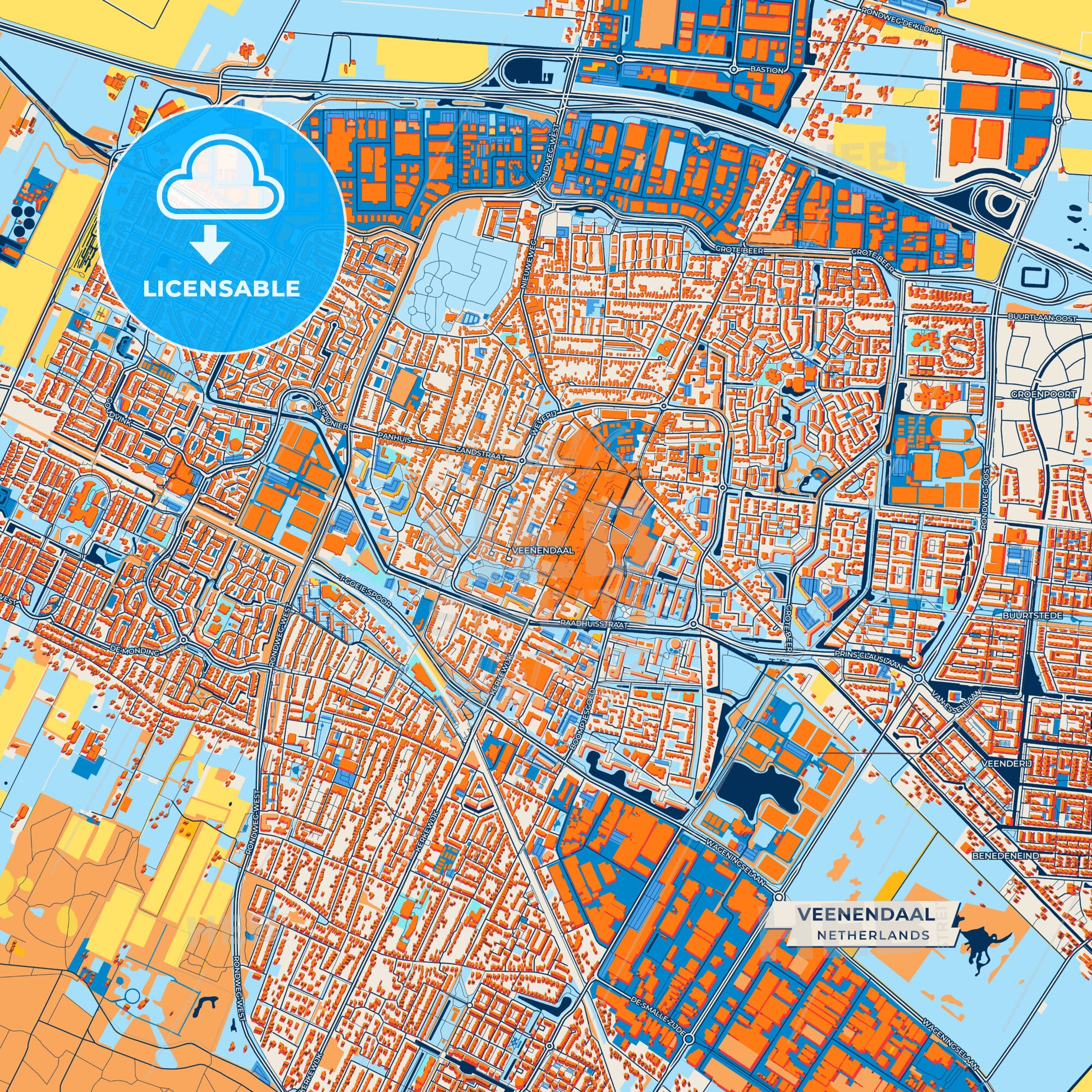 Canvas Print Template of Veenendaal Street Map