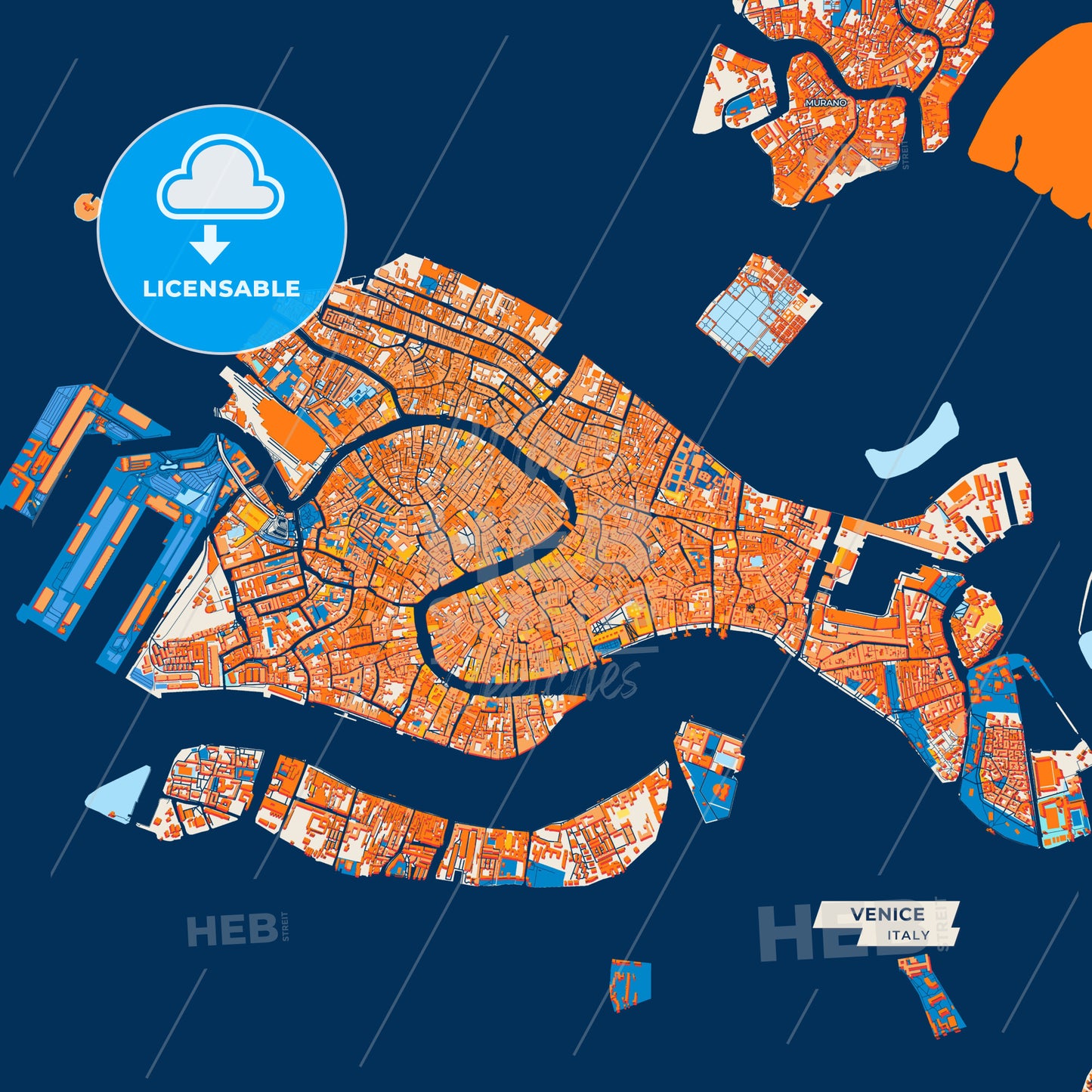 Canvas Print Template of Venice Street Map