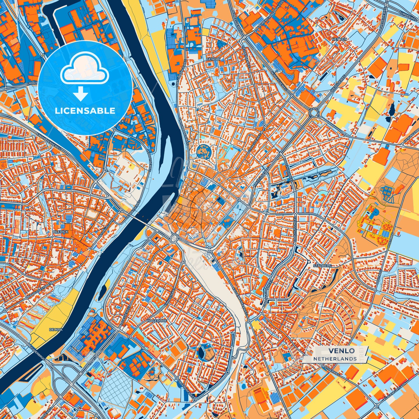 Canvas Print Template of Venlo Street Map